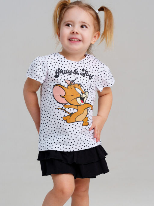 12543008 Комплект для девочек: фуфайка (футболка), юбка-шорты