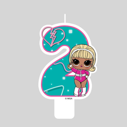 Парафиновая свеча в торт "LOL. Цифра 2 , с героем"