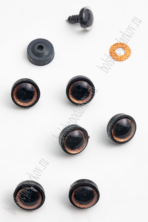 Фурнитура "Глазки для игрушек" 16 мм, с заглушками (20 шт) SF-6094, медный №2