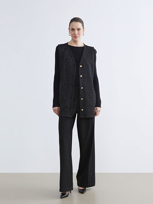 V Yaka Parlak G?r?n?ml? Kad?n Yelek