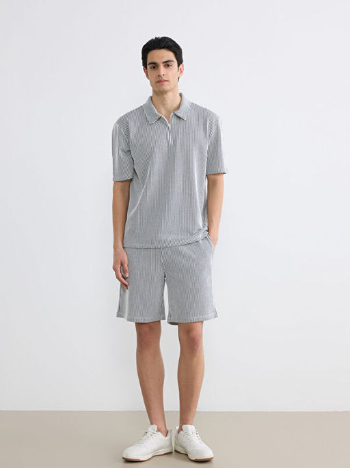 Polo Yaka ?izgili Penye Erkek Ti??rt