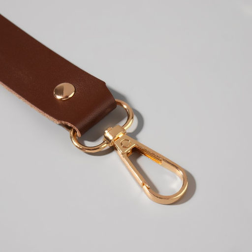 Ручка для сумки из натуральной кожи, с карабинами, 30 2 см 2,5 см, цвет коричневый/золотой - Арт узор фото 3