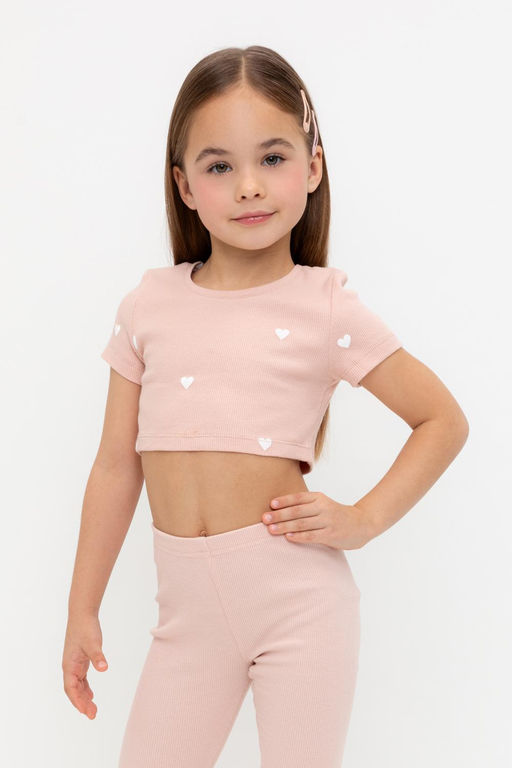 КР 302727-1/дымчатая роза,сердечки к557 фуфайка (футболка)-топ для дев