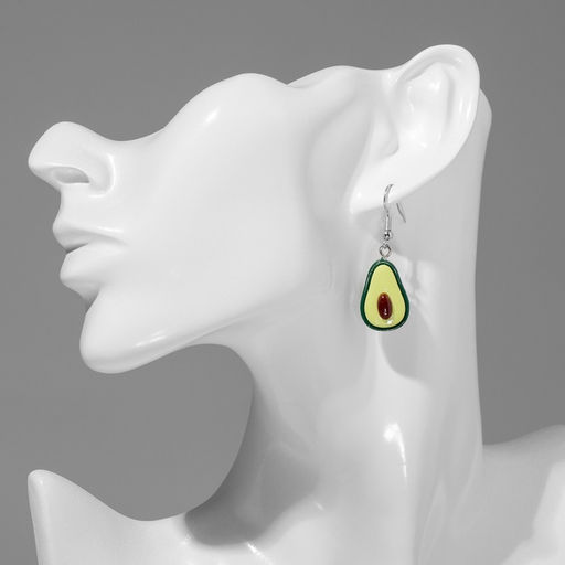 Серьги пластик «Авокадо» в разрезе, цвет зелёно-коричневый