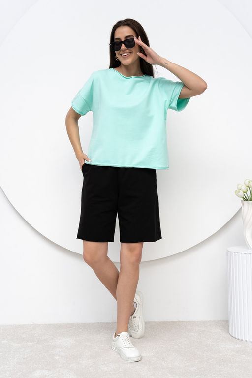 Шорты из хлопкового футера с высокой посадкой - Solo mio фото 8