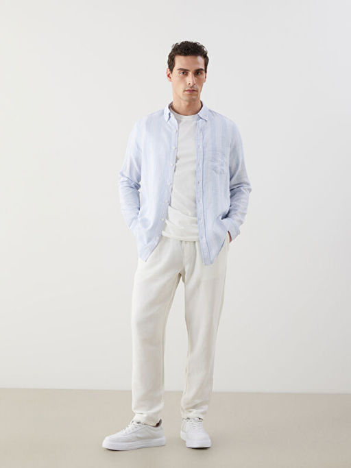 Regular Fit Uzun Kollu ?izgili Erkek G?mlek