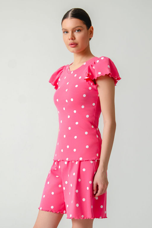 Арт.9176/2 Пижама с шортами 42-48 (4 шт) Цвет:малиновый,белый - Калинка фото 4