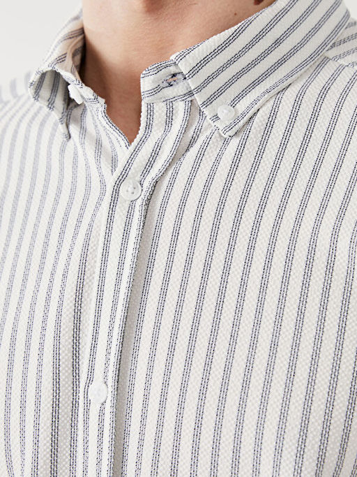 Regular Fit Uzun Kollu ?izgili Erkek G?mlek