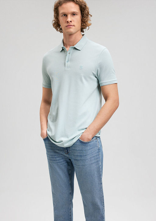 Lux Touch Mavi Modal Polo Tisort