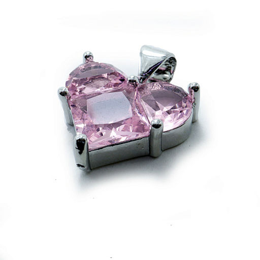 Подвеска Сердечко Розовое-silver чешское стекло с алмазной огранкой