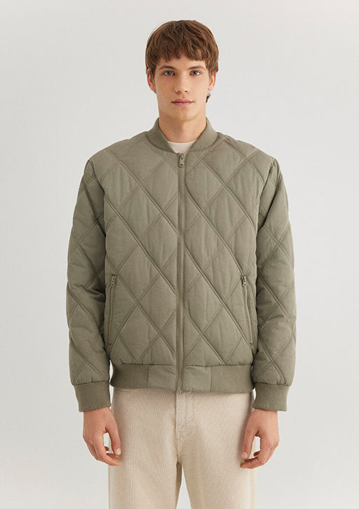 Kapitone Haki Bomber Ceket - Mavi фото 4