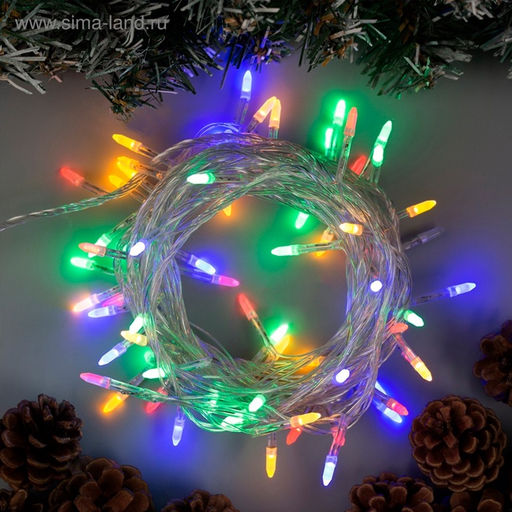 Гирлянда Нить 10 м с насадками Игла, IP20, прозрачная нить, 100 LED, свечение мульти, 8 режимов, 220 В - Luazon lighting фото 2