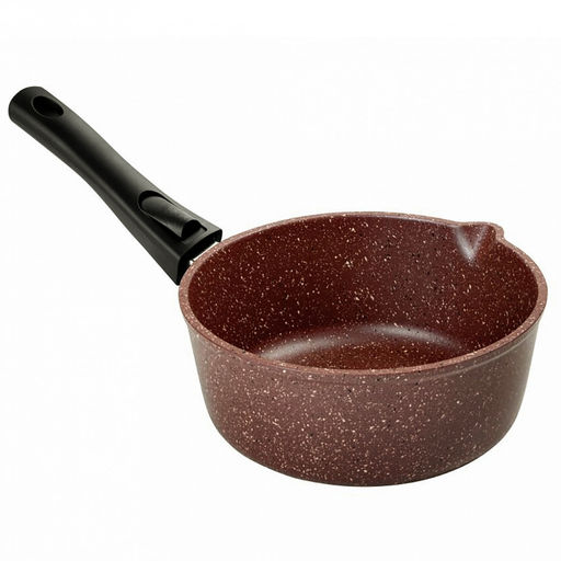 Ковш с тефлоновым покрытием 1,5л, д16см "Шоколад", h7см, s0,4см, съемная ручка из термостойкого пластика, стеклянная крышка с пароотводом, подарочная упаковка (Россия)