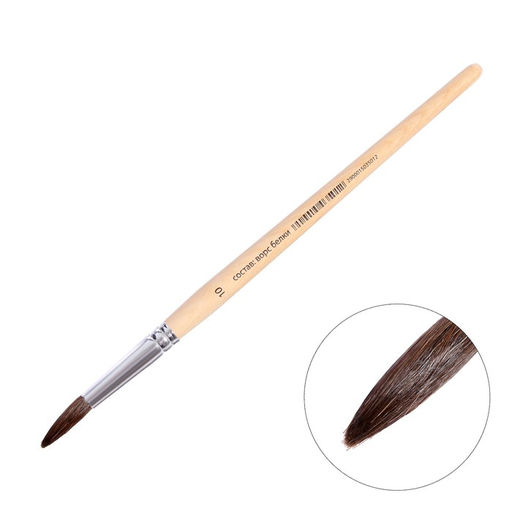 Цена за 10 шт. Кисть для рисования, белка, № 10, круглая, деревянная ручка, международный размер