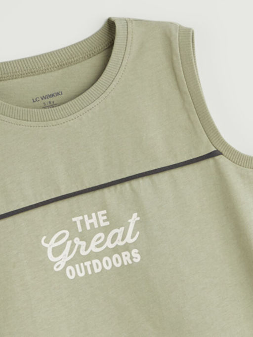 Bisiklet Yaka Bask?l? Erkek ?ocuk Atlet