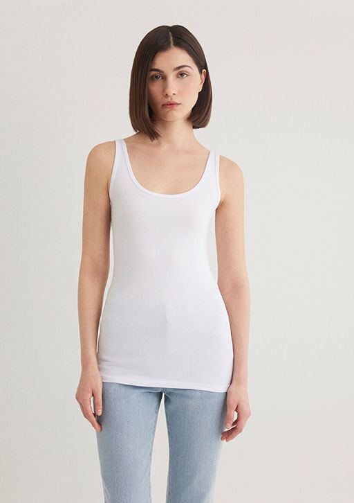 Beyaz Basic Stretch Atlet - Mavi фото 4