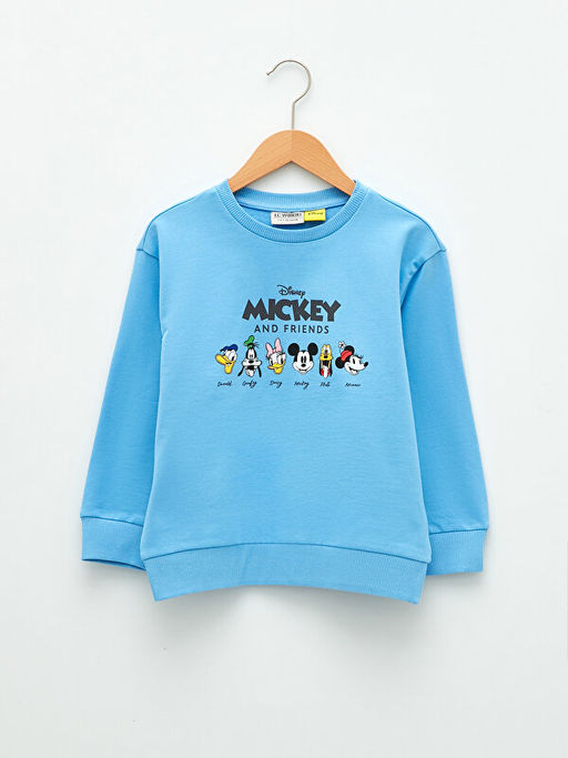 Bisiklet Yaka Mickey ve Arkada?lar? Bask?l? Uzun Kollu K?z ?ocuk Sweatshirt