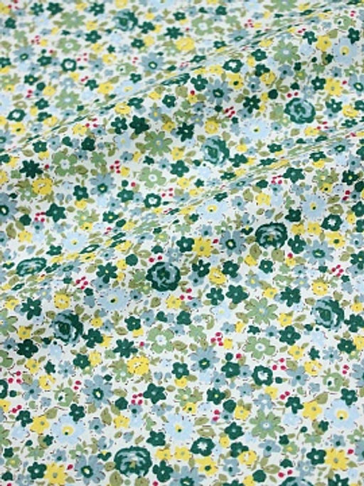 Импорт. хлопок Мелкая акварель (желтые, зеленые цветы), ВИД2, ш.1.5м, хлопок-100%, 100гр/м.кв