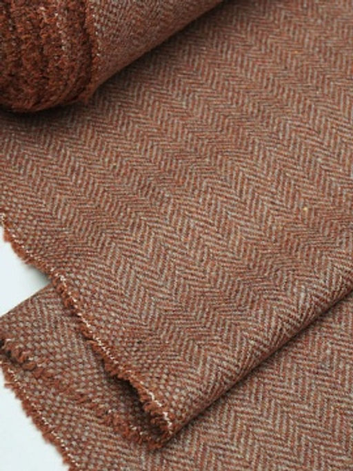 Шерсть пальтово-костюмная Твид Елочка цв.корица/бежевый, ш.1.5м, шерсть-50%, п/э-50%, 310гр/м.кв - Купава фото 9