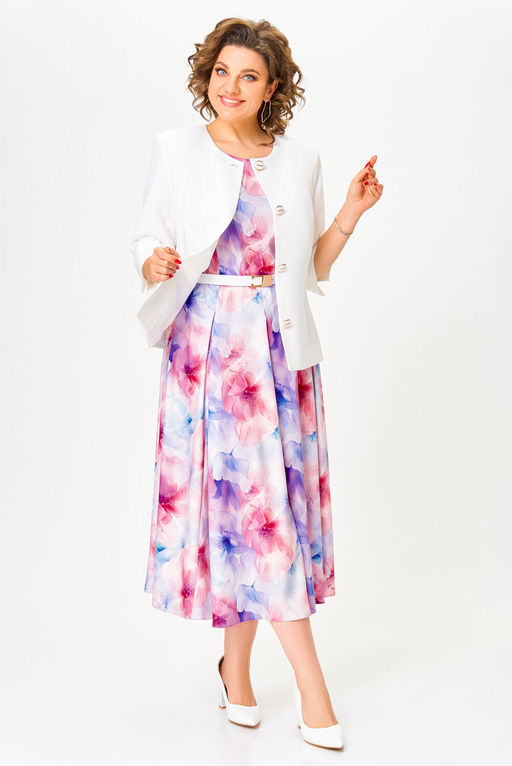 Платье Swallow 829 Принт Розово-голубые цветы фото 13