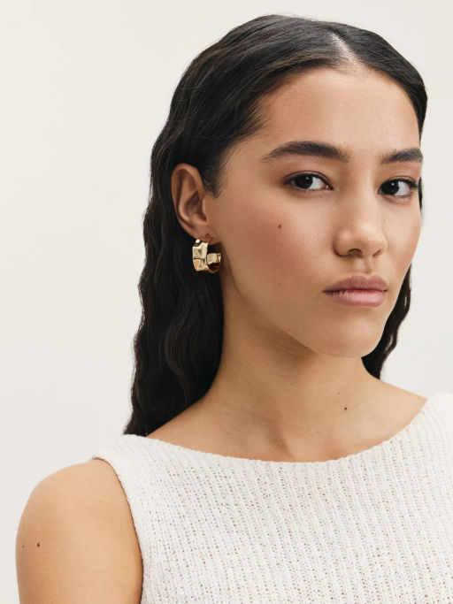 Серьги геометрические из мятого металла / Zarina  фото 2