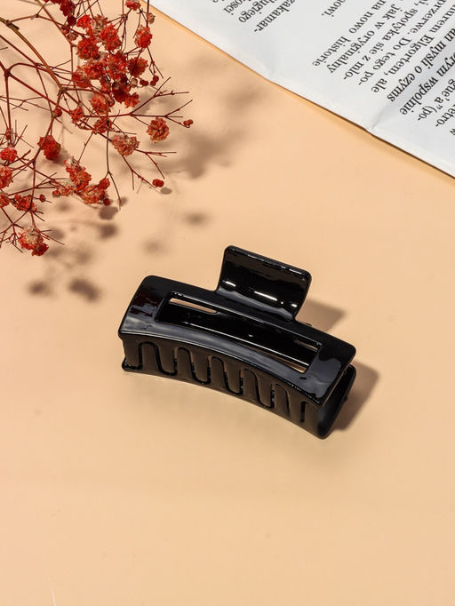 Цена за 12 шт. Крабик для волос «Глянец», изгиб геометрия, 7×3.5 см, чёрный