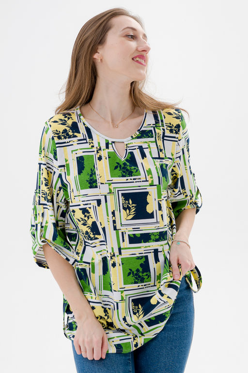 Туника женская из кулирки Полина цитрусовый микс макси - Амадэль фото 5