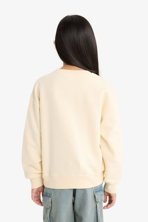 Relax Fit Bisiklet Yaka Bask_l_ __i Yumu_ak T_yl_ Sweatshirt K_z _ocuk - Defacto фото 6