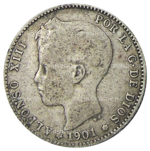 1 песета 1901 года Испания
