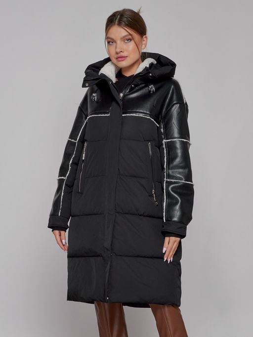 Пальто утепленное молодежное зимнее женское черного цвета 51131Ch - MaxRita фото 8