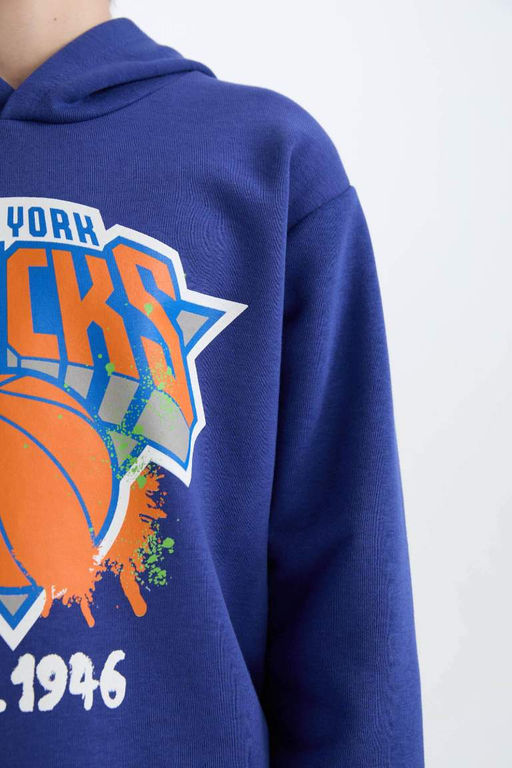 Толстовка с капюшоном NBA New York Knicks для мальчиков - Defacto фото 5