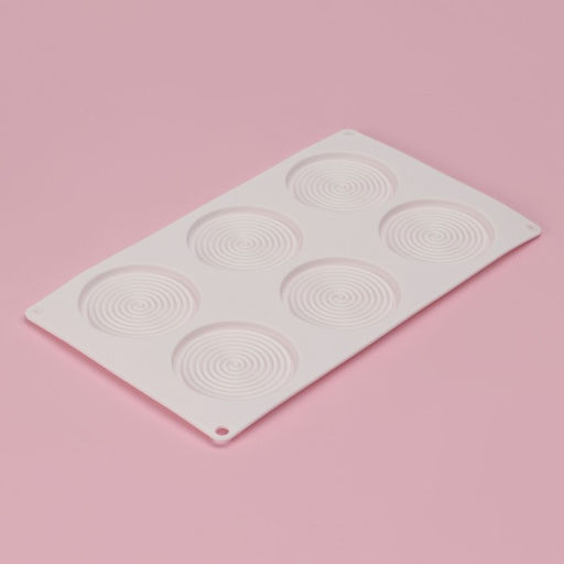 Форма для муссовых десертов и выпечки Доляна Гипноз, силикон, 30?17,5?0,5 см, 6 ячеек (d=7,7 см), цвет белый  фото 4