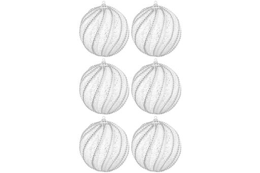 Набор 6 новогодних шаров 9,5*9,5 см Линии на белом - Elan gallery фото 4