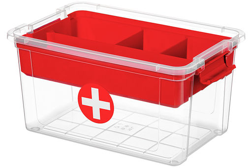 Контейнер StorMax Аптечка 35,5*23,8*19 см с крышкой с 2-мя защелками +вкладыш (прозр-красный)(650) - Elan gallery фото 14