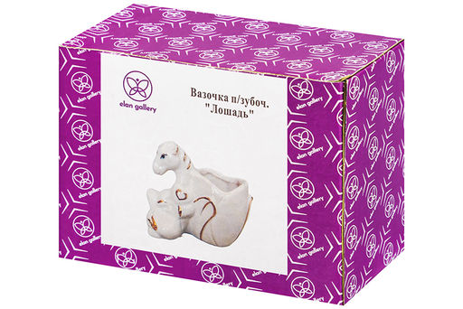 Вазочка для зубочисток 7,5*4,5*6,5 см Лошадь белая с золотом, фарфор - Elan gallery фото 5