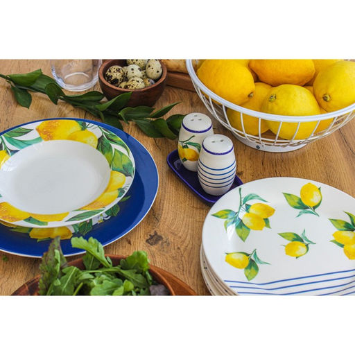 Набор для специй Доляна Лимон, солонка, перечница 130 мл, доломит, белый, синий  фото 10