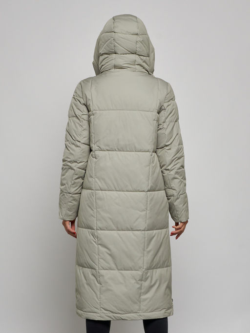Пальто утепленное молодежное зимнее женское зеленого цвета 52351Z - HULDLUCK фото 7