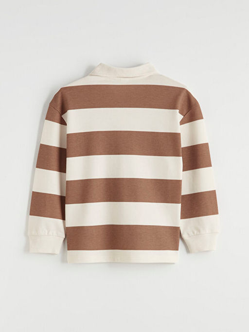 Polo Yaka ?izgili Bask?l? Erkek ?ocuk Ti??rt