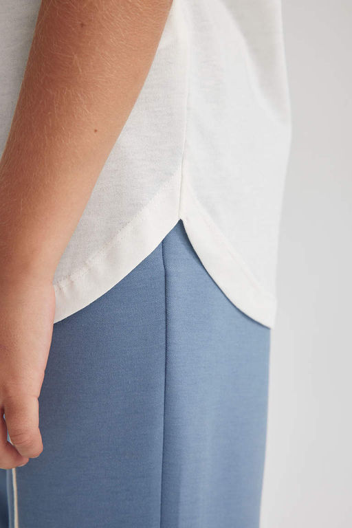 Футболка с короткими рукавами и принтом для девочек Relax Fit - Defacto фото 7