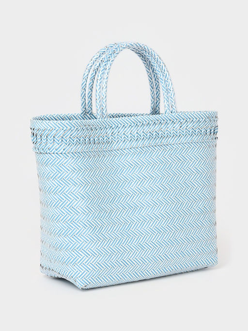 Сумка плетёная, 30×15×35 см, пластик, бело-голубая
