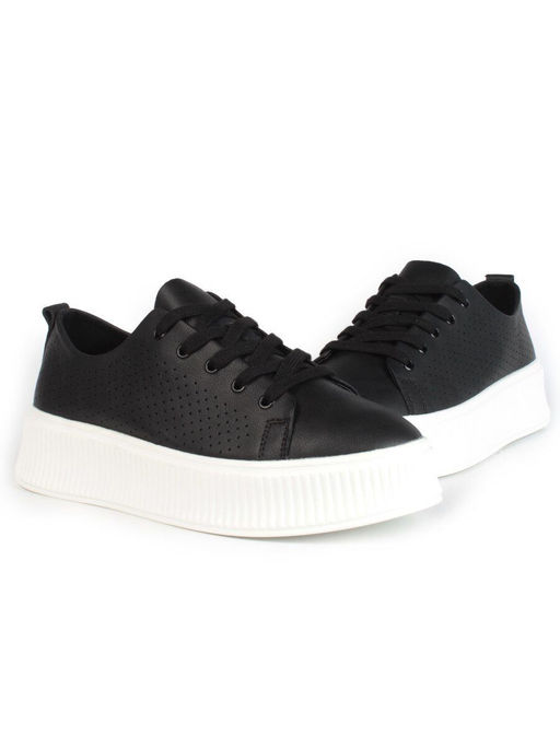 05-PDXL155-5 BLACK Кроссовки женские (натуральная кожа)
