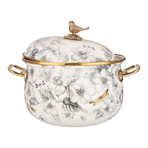 КАСТРЮЛЯ ЭМАЛИРОВАННАЯ AGNESS С КРЫШКОЙ, СЕРИЯ ЯБЛОНЕВЫЙ САД 3,8Л, ДИА.20СМ ПОДХОДИТ ДЛЯ ИНДУК.ПЛ фото 4