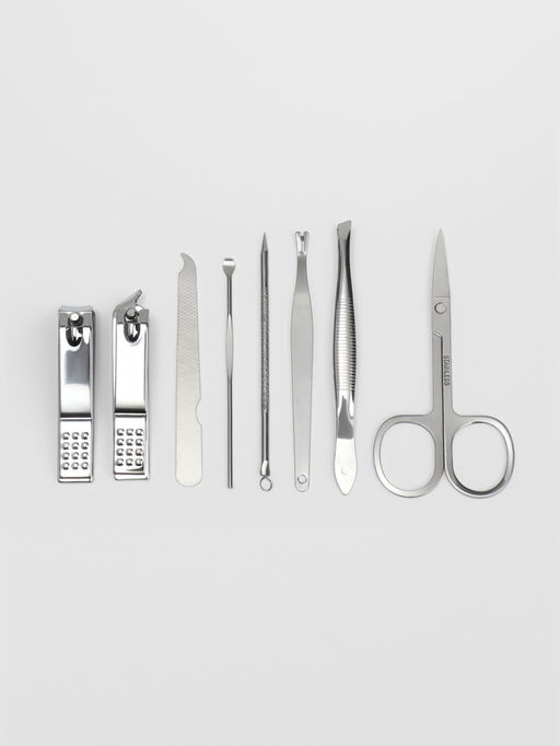 Набор маникюрный, 8 предметов, в пластиковом футляре, зелёный