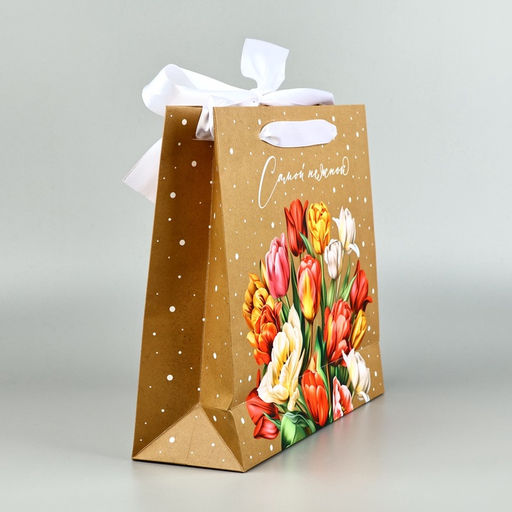 Пакет ламинированный с лентой Самой нежной, M 30?9?26 см