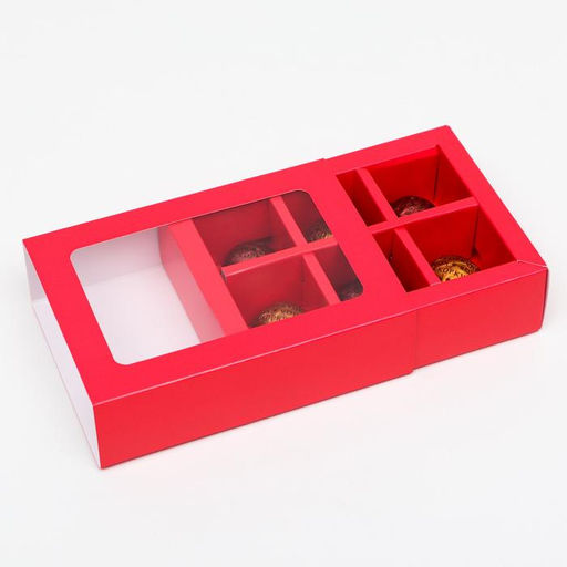 Цена за 5 шт. Коробка для конфет 6 шт, алый, 13,7 х 9,85 х 3,86 см - UPAK LAND фото 2