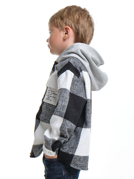 Рубашка с капюшоном комфорт и стиль UD 7988 клетка черная - Mini maxi фото 12