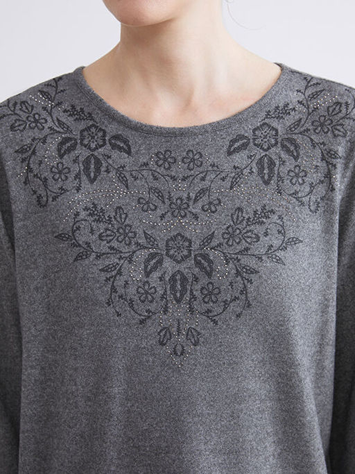 Bisiklet Yaka ?i?ek Nak??l? Bluz