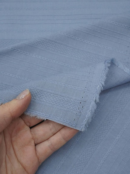 Фактурный хлопок Рельефные полоски цв.голубой джинс, ш.1.45м, хлопок-100%, 110гр/м.кв - Купава фото 3
