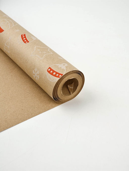 Бумага в тубусе крафтовая в рулоне «Новогодние мотивы», 0.68 × 7 м