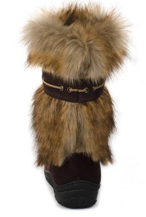 Унты женские на литой подошве, т.коричневые, замша,лиса - Roshva фото 3